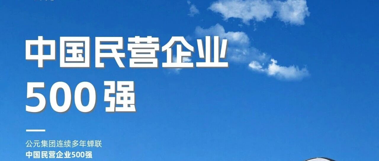 荣耀时刻｜公元再登中国民企500强，以“民企担当”展现“名企活力”